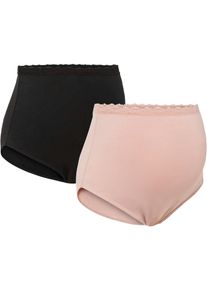 Umstandspanty bonprix, Damen, Gr. 52/54 (XXL), 2 Stk., rosa (schwarz, vintagerosa), Jersey, Obermaterial: 95% Baumwolle, 5% Elasthan. Spitze: 90% Polyamid, 10% Elasthan, unifarben, figurbetont, Unterhosen Umstandspanty, hoch geschnitten, blickdicht, dehnbares Obermaterial