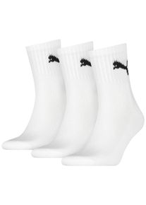 Sportsocken Puma "short crew", Herren, Gr. 47-49, wei&szlig;, Baumwollmischung, Elasthan, Polyamid, Polyester, unifarben mit Farbeinsatz, elastisch, Socken Sportsocken, gepolsterte Frottee-Sohle, atmungsaktiv