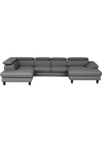 Wohnlandschaft Home Affaire "Pilot U-Form", grau, B:331cm T:108cm, Sofas, Wohnlandschaft, mit Kopfteilverstellung, wahlweise mit Bettfunktion & Bettkasten