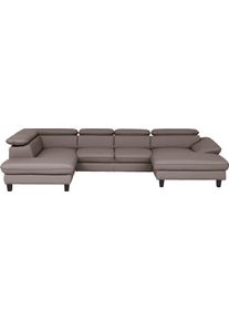 Wohnlandschaft Home Affaire "Pilot U-Form", elephant, B:331cm T:108cm, Sofas, Wohnlandschaft, mit Kopfteilverstellung, wahlweise mit Bettfunktion & Bettkasten