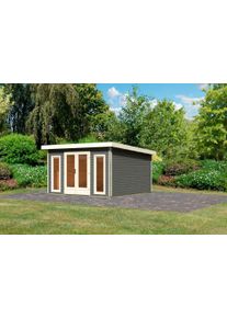 Gartenhaus Karibu "Rabensee 3", grau (terragrau), Holzwerkstoff, Gartenh&auml;user, Gartenhaus, terragrau