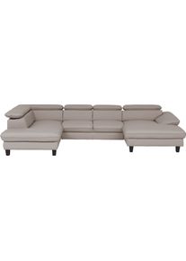Wohnlandschaft Home Affaire "Pilot U-Form", mud, B:331cm T:108cm, Sofas, Wohnlandschaft, mit Kopfteilverstellung, wahlweise mit Bettfunktion & Bettkasten