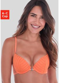 Push-up-BH s.Oliver "Lilou", Damen, Gr. 85, Cup A, melone, Spitze, Obermaterial: 60% Polyamid, 35% Polyester, 5% Elasthan, BHs Push-up-BH, mit praktischem Vorderverschluss, sexy Dessous
