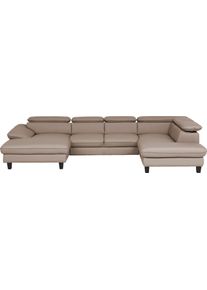 Wohnlandschaft Home Affaire "Pilot U-Form", sandfarben, B:331cm T:108cm, Sofas, Wohnlandschaft, mit Kopfteilverstellung, wahlweise mit Bettfunktion & Bettkasten
