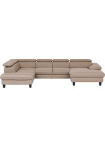Wohnlandschaft Home Affaire "Pilot U-Form", sand, B:331cm T:108cm, Sofas, Wohnlandschaft, mit Kopfteilverstellung, wahlweise mit Bettfunktion & Bettkasten