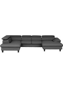 Wohnlandschaft Home Affaire "Pilot U-Form", anthrazit, B:331cm T:108cm, Sofas, Wohnlandschaft, mit Kopfteilverstellung, wahlweise mit Bettfunktion & Bettkasten