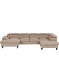 Wohnlandschaft Home Affaire "Pilot U-Form", sand, B:331cm T:108cm, Sofas, Wohnlandschaft, mit Kopfteilverstellung, wahlweise mit Bettfunktion & Bettkasten