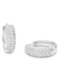 Paar Creolen Amor "9959419", silber (silberfarben, kristallwei&szlig;), Ohrringe, Damen, Silber 925 (Sterlingsilber), Paar Creolen, mit Zirkonia (synth.)