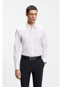 Businesshemd BOSS "Hank", Herren, Gr. 39, N-Gr, wei&szlig; (wei&szlig;100), Popeline, Obermaterial: 96% Baumwolle, 4% Elasthan, unifarben, slim fit normal, Rundhals, 2-Knopf-Manschette mit Schlitz, Hemden Businesshemd, Kentkragen, Slim-Fit, b&uuml;gelleichte Qualit&auml;t