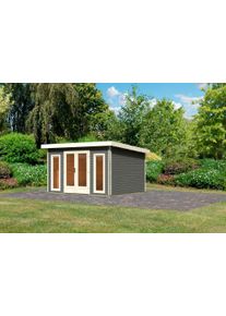 Gartenhaus Karibu "Rabensee 2", grau (terragrau), Holzwerkstoff, Gartenh&auml;user, Gartenhaus, terragrau