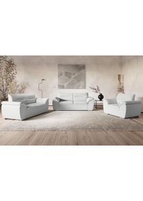 Polstergarnitur COTTA "Leandra", altwei&szlig;, Kunstleder SOFTLUX, Sitzm&ouml;bel-Sets, Polstergarnitur, Set bestehend aus: 2-Sitzer & 2,5-Sitzer