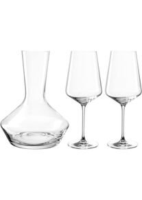 Gl&auml;ser-Set Leonardo "Weinset XL PUCCINI", transparent, 3 Stk., Kristallglas, Trinkgef&auml;&szlig;e, Gl&auml;ser-Set, 2 Weingl&auml;ser je 560 ml, 1 Dekanter - 1.700 ml, H&ouml;he ca. 24