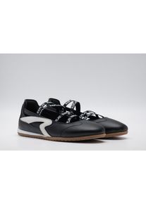 Sneaker Ballerinas Replay, Herren, Gr. 40, schwarz, Leder, kontrastfarbene Details, Schuhe Sneaker Ballerinas, Slipper, Schlupfschuh mit elastischen Gummiz&uuml;gen