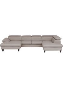 Wohnlandschaft Home Affaire "Pilot U-Form", mud, B:331cm T:108cm, Sofas, Wohnlandschaft, mit Kopfteilverstellung, wahlweise mit Bettfunktion & Bettkasten