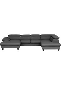 Wohnlandschaft Home Affaire "Pilot U-Form", anthrazit, B:331cm T:108cm, Sofas, Wohnlandschaft, mit Kopfteilverstellung, wahlweise mit Bettfunktion & Bettkasten