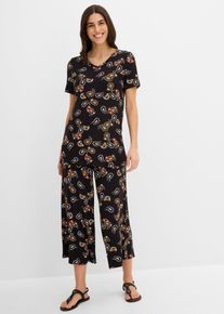 Topp och culottebyxa i mjuk viskosmix (2 delar) - svart - storlek 48/50 (XL) - bonprix