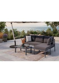 Ambia Garden Loungegarnitur, Dunkelgrau, Metall, Textil, 3-teilig, F&uuml;llung: Schaumstoff,Polyester, 117x66x62 cm, Gartenm&ouml;bel, Loungem&ouml;bel, Loungegarnituren