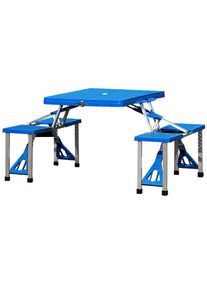 Casaria Campingtafel Blauw Zilver Aluminium Kunststof 137x85x65cm