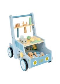 My Baby Lou Lauflernwagen, Blau, Naturfarben, Wei&szlig;, Hellgrau, Hellblau, Hellgr&uuml;n, Hellgelb, Dunkelgelb, Holz, Kunststoff, Schima, Sperrholz, 29.5x46x40 cm, EN 71, Spielzeug, Holzspielzeug