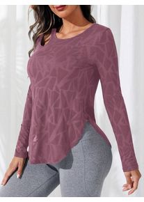 2pcs Set Casual Asymmetrical Long Sleeve Sports Top Breathable Active Wear