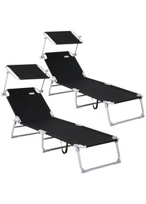 Casaria Ligbed Hawa&iuml; Set van 2 Antraciet Aluminium 195x60x30cm