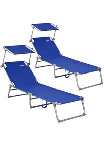 Casaria Ligbed Hawa&iuml; Set van 2 Blauw Aluminium 195x60x30cm
