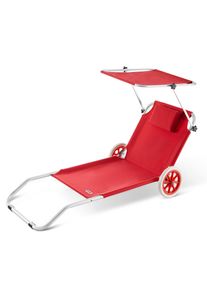 Casaria Gartenliege Kreta Rot Alu mit Rollen