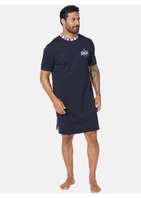 Pyjama Jan Vanderstorm "Nachthemd RUWIN", Herren, Gr. XXL, blau (dunkelblau), Obermaterial: 100% Baumwolle CO., Homewear-Sets Pyjama