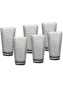 Ritzenhoff & Breker Longdrinkglas RITZENHOFF & BREKER "Favo, 6-teilig", grau, H:14,2cm &Oslash;:8,4cm, Glas, Trinkgef&auml;&szlig;e, Longdrinkglas, 6er Set, je 350 ml