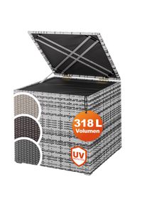 Casaria Gartenbox Polyrattan 318L Grau mit Innenverkleidung wetterfest