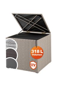 Casaria Gartenbox Polyrattan 318L Creme mit Innenverkleidung wetterfest