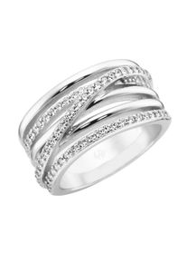 Silberring "Ring 6-reihig mit Zirkonia, Silber 925" Gr. 54, wei&szlig;, Giorgio Martello MILANO, Fingerringe, Damen, 54, Silber 925 (Sterlingsilber), Silberring
