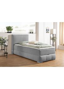 Boxbett OTTO HOME "Wehma mit Kopfteil inkl. Bettkasten", grau, B:110cm L:213cm, Komplettbetten, Boxbett, in H2, H3 & H4 w&auml;hlbar, inklusive Topper