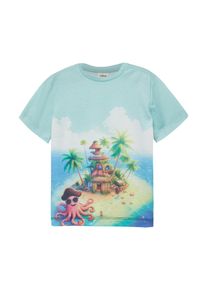Kurzarmshirt s.Oliver JUNIOR, M&auml;dchen, Gr. 92/98, light blau, Jersey, Obermaterial: 80% Polyester, 20% Baumwolle, bedruckt, normal h&uuml;ftbedeckend, Rundhals, abgesteppte Kante, Shirts Kurzarmshirt, Sommershirt f&uuml;r Boys mit Motiv