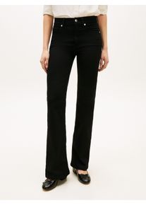 Bootcut-Jeans Tommy Hilfiger "FINN FLARE RW", Damen, Gr. 33, L&auml;nge 30, schwarz, Denim/Jeans, Obermaterial: 82% Baumwolle, 16% Polyester, 2% Elasthan, unifarben, regular fit lang, Jeans Bootcut-Jeans, Baumwoll-Mix mit Stretch, Mid Rise