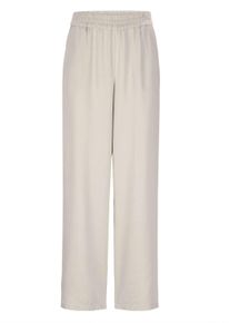 Schlupfhose GOLDNER "Hose VERA mit weitem Bein", Damen, Gr. 46, N-Gr, beige (stein), Obermaterial: 100% Lyocell CLY., weit, Hosen Schlupfhose, seitliche Eingrifftaschen