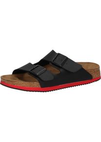 Sandale Birkenstock "Arizona SL", Damen, Gr. 41, schwarz (schwarz, rot), Obermaterial: 50% Rindsleder Leather cow. 50% Lammleder LEL., Schuhe Sandale