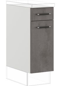 Unterschrank IMPULS K&Uuml;CHEN "Prag", in drei Breiten, H&ouml;he: 72,3 cm, mit Soft-Close", grau (beton, optik schiefer dunkelgrau), B:30cm H:72,3cm T:57,6cm, Dekorfolie, Holzwerkstoff, Schr&auml;nke, Unterschrank, vormontiert, mit Schubkasten und einem Einlegeboden hinter der T&uuml;r