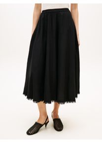 A-Linien-Rock Tommy Hilfiger "VIS/LINEN VOLUME MIDI SKIRT", Damen, Gr. XS (34), schwarz, Web, Obermaterial: 53% Leinen, 47% Viskose, unifarben, A-Linie ca. Mitte Wade, R&ouml;cke A-Linien-Rock, Leinen-Mix mit feinen Falten, Relaxed Fit