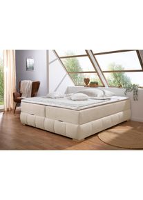 Boxbett OTTO HOME "Wehma ohne Kopfteil inkl. Bettkasten, auch in &Uuml;berl&auml;nge erh&auml;ltlich", beige, Komplettbetten, Struktur, Liegefl&auml;che B/L: 200cm x 200cm, Gewicht bis: 100 kg H3, Bonnell-Federkernmatratze, Boxbett, in H2, H3 & H4 w&auml;hlbar, inklusive Topper, B:204cm L:204cm