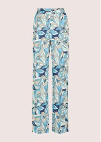 Madeleine Mode Chinos MADELEINE "Druckhose Viskosehose mit floralem Muster", Damen, Gr. 40, N + K Gr, hellt&uuml;rkis, kitt, wollwei&szlig;, Obermaterial: 100% Viskose CV., Modern, Hosen Chinos, Druckhose mit Teildehnbund