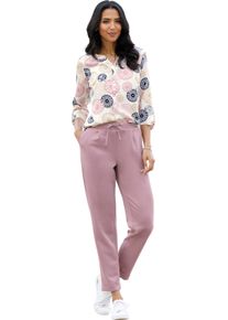 Damen Schlupfbluse mit leicht abgerundetem Saum ecru-mauve-bedruckt Gr&ouml;&szlig;e 48