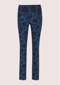 Madeleine Mode Chinos MADELEINE "Druckhose Baumwollhose mit floralem Print", Damen, Gr. 48, N + K Gr, blau (marine, schwarz), Obermaterial: 64% Baumwolle CO. 33% Polyester PES. 3% Elasthan EL., Modern, schmal, Hosen Chinos, Floraler Allover-Print