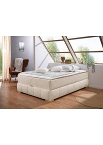 Boxbett OTTO HOME "Wehma ohne Kopfteil inkl. Bettkasten, auch in &Uuml;berl&auml;nge erh&auml;ltlich", beige, Komplettbetten, Struktur, Liegefl&auml;che B/L: 140cm x 200cm, Gewicht bis: 100 kg H3, Bonnell-Federkernmatratze, Boxbett, in H2, H3 & H4 w&auml;hlbar, inklusive Topper, B:144cm L:204cm