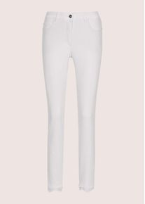 Madeleine Mode Regular-fit-Jeans MADELEINE "Jeans Slim Fit Five-Pocket-Hose", Damen, Gr. 22, N + K Gr, wei&szlig;, Obermaterial: 83% Baumwolle CO. 15% Polyester PES. 2% Elasthan EL., Modern, normal, Jeans Regular-fit-Jeans, 5 Pocket Jeans mit Spitze