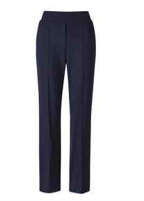 Chinohose GOLDNER "Kurzgr&ouml;&szlig;e Weite Stoffhose VERA mit Biesen", Damen, Gr. 23, K-Gr, blau (marine), Obermaterial: 50% Polyamid PA. 45% Viskose CV. 5% Elasthan EL., weit, Hosen Chinohose, Verdeckte Rei&szlig;verschluss Optik