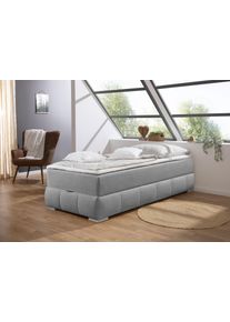 Boxbett OTTO HOME "Wehma ohne Kopfteil inkl. Bettkasten, auch in &Uuml;berl&auml;nge erh&auml;ltlich", grau, Komplettbetten, Struktur, Liegefl&auml;che B/L: 100cm x 200cm, Gewicht bis: 100 kg H3, Bonnell-Federkernmatratze, Boxbett, in H2, H3 & H4 w&auml;hlbar, inklusive Topper, B:104cm L:204cm