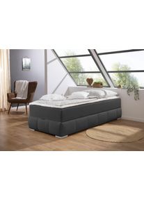 Boxbett OTTO HOME "Wehma ohne Kopfteil inkl. Bettkasten, auch in &Uuml;berl&auml;nge erh&auml;ltlich", grau (anthrazit), Komplettbetten, Struktur, Liegefl&auml;che B/L: 100cm x 200cm, Gewicht bis: 100 kg H3, Bonnell-Federkernmatratze, Boxbett, in H2, H3 & H4 w&auml;hlbar, inklusive Topper, B:104cm L:204cm