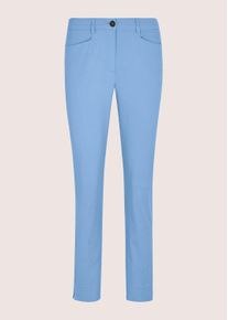 Madeleine Mode Chinohose MADELEINE "Chinohose Jerseyhose mit Formbund", Damen, Gr. 34, N + K Gr, blau (gletscherblau), Obermaterial: 97% Baumwolle CO. 3% Elasthan EL., Modern, schmal, Hosen Chinohose, leicht gepeachte Oberfl&auml;che