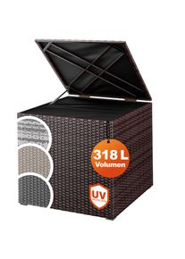 Casaria Gartenbox Polyrattan 318L Braun mit Innenverkleidung wetterfest